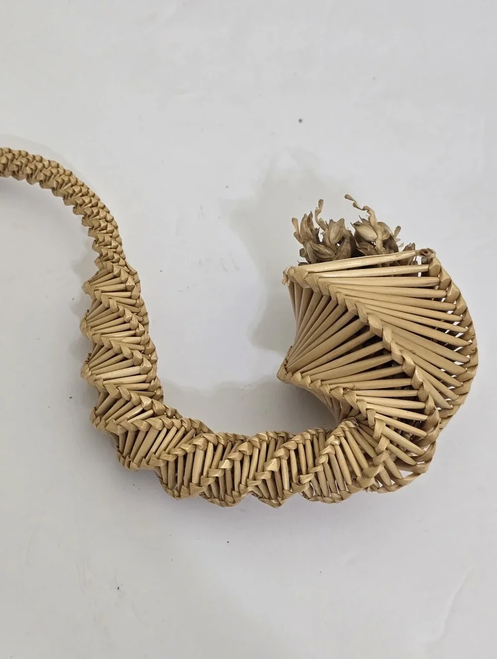 vintage hand woven Traditional Corn Dolly Spiral Cornucopia Straw Woven Decor